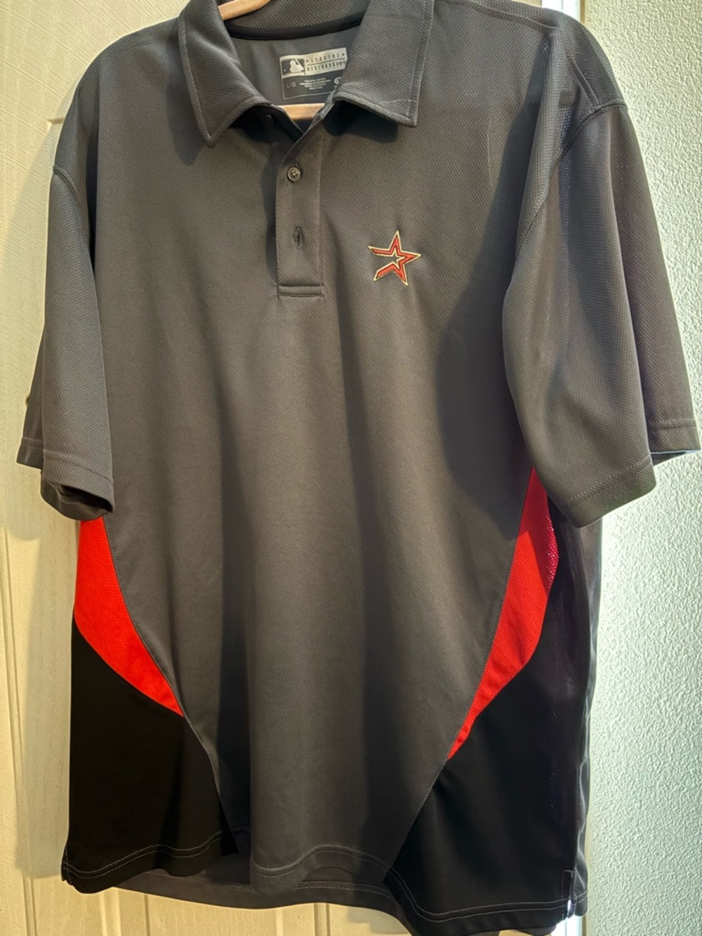 Majestic Gray and Red Men’s Polo with Star Logo